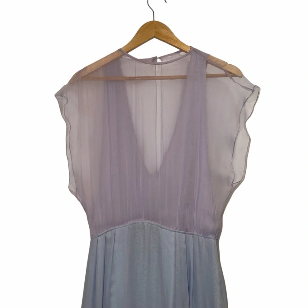 Emporio Armani Purple Blue Midi Dress Silk Chiffon Colorblock 4 Formal Wedding - Picture 3 of 12